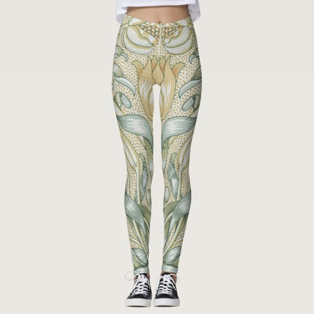 William Morris Lily and Pomegranate Flower Classic Leggings (Front)