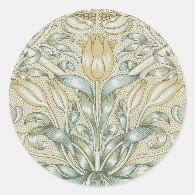 William Morris Lily and Pomegranate Flower Classic Round Sticker (Front)