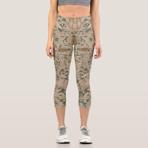 William Morris Lily and Pomegranate Flower Pattern Capri Leggings