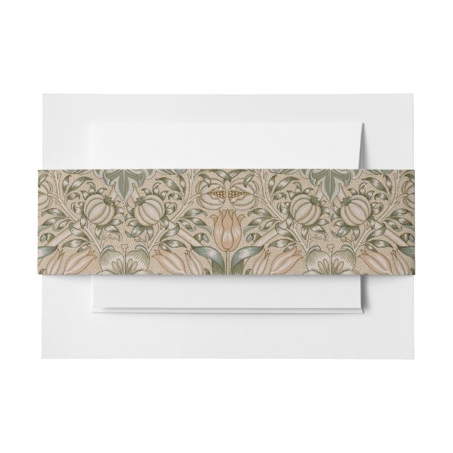 William Morris Lily and Pomegranate Flower Pattern Invitation Belly Band (Front Example)