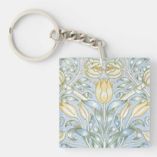 William Morris Lily and Pomegranate Flower Pattern Key Ring