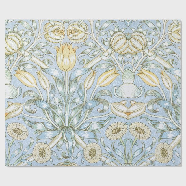 William Morris Lily and Pomegranate Flower Pattern Wrapping Paper (Flat)