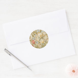 William Morris Lily Art Nouveau Floral Pattern Classic Round Sticker
