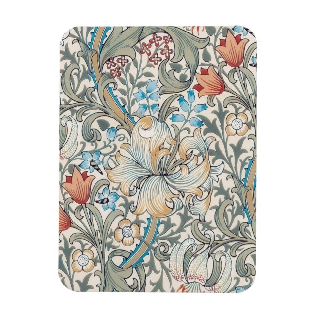 William Morris Lily Art Nouveau Floral Pattern Mag Magnet (Vertical)