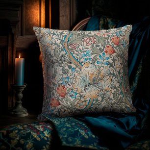 William Morris Lily Art Nouveau Floral Pattern Thr Cushion