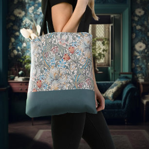 William Morris Lily Art Nouveau Floral Two-Tone Tote Bag