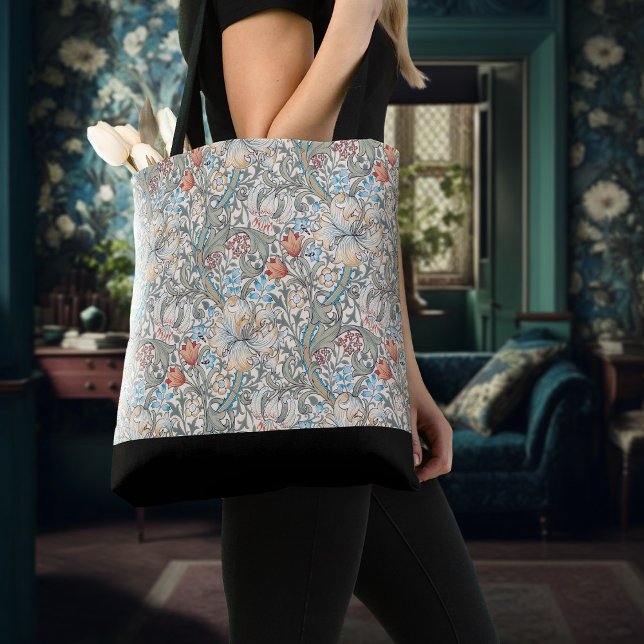 William Morris Lily Art Nouveau Floral Two-Tone Tote Bag (Creator Uploaded)
