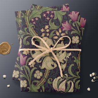William Morris Lily Art Nouveau Floral Wrapping Paper Sheet