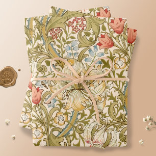 William Morris Lily Art Nouveau Floral Wrapping Paper Sheet