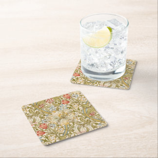 William Morris Lily Art Nouveau Square Paper Coaster