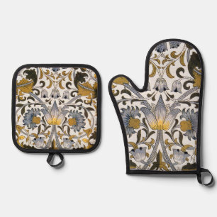 William Morris Lodden floral flower Oven Mitt & Pot Holder Set