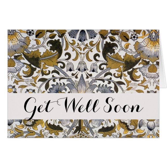 William Morris Lodden Floral Pattern: Blue Gold  (Front Horizontal)