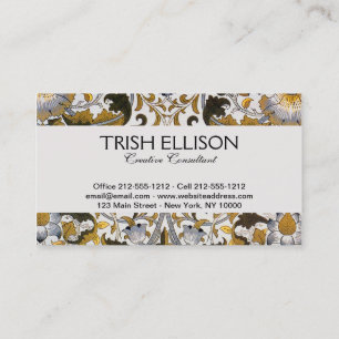 William Morris Lodden Floral Pattern: Blue Gold Business Card