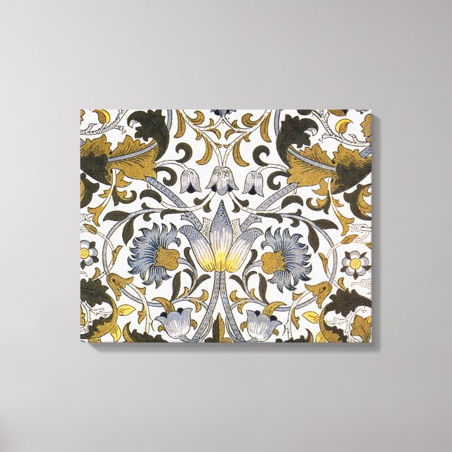 William Morris Lodden Floral Pattern: Blue Gold  Canvas Print (Front)