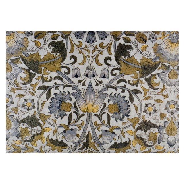 William Morris Lodden Floral Pattern: Blue Gold  Cutting Board (Front)
