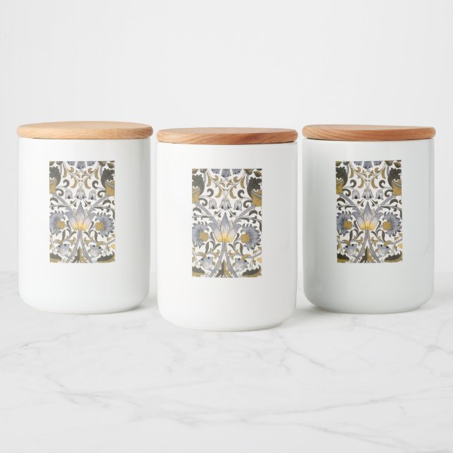 William Morris Lodden Floral Pattern: Blue Gold  Food Label (Bottles)