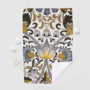 William Morris Lodden Floral Pattern: Blue Gold Golf Towel
