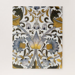 William Morris Lodden Floral Pattern: Blue Gold Jigsaw Puzzle