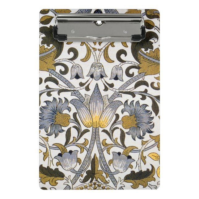 William Morris Lodden Floral Pattern: Blue Gold  Mini Clipboard (Front)