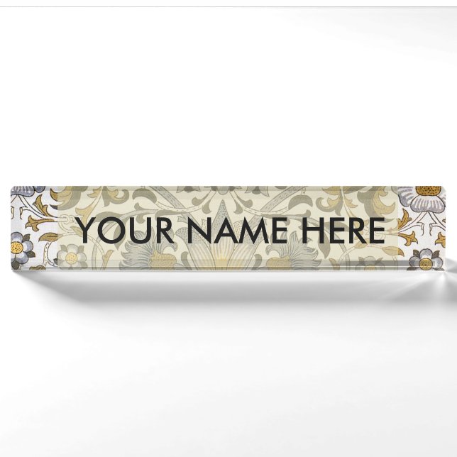 William Morris Lodden Floral Pattern: Blue Gold  Nameplate (Front)