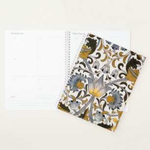 William Morris Lodden Floral Pattern: Blue Gold Planner