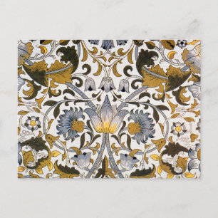 William Morris Lodden Floral Pattern: Blue Gold Postcard