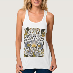 William Morris Lodden Floral Pattern: Blue Gold  Singlet