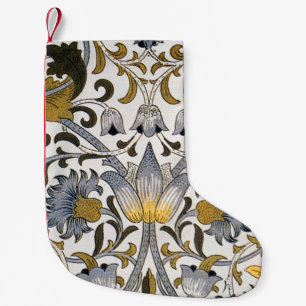 William Morris Lodden Floral Pattern: Blue Gold Small Christmas Stocking