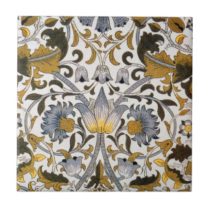William Morris Lodden Floral Pattern: Blue Gold  Tile