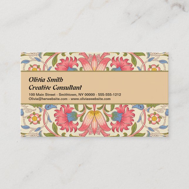 William Morris Lodden Floral Pattern Pastel  Business Card (Front)