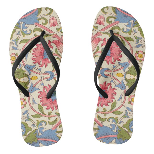 William Morris Lodden Floral Pattern Pastel  Jandals (Footbed)