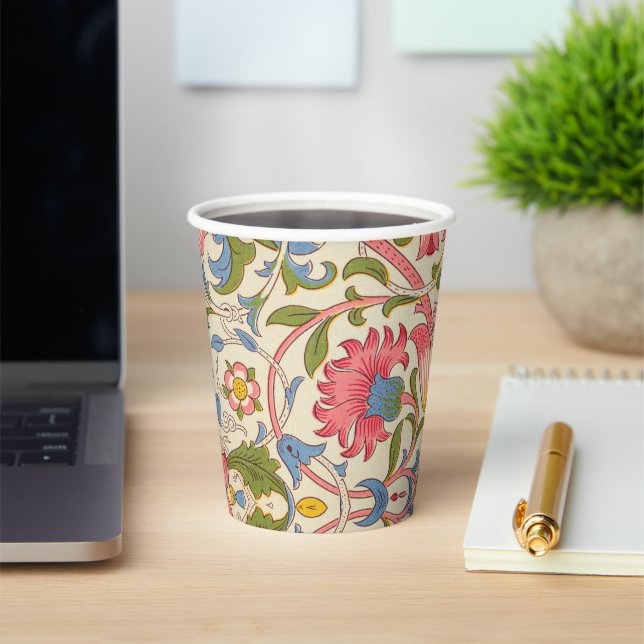 William Morris Lodden Floral Pattern Pastel  Paper Cups (Insitu)