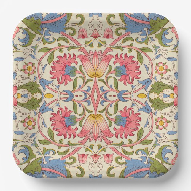 William Morris Lodden Floral Pattern Pastel  Paper Plate (Front)