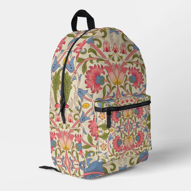 William Morris Lodden Floral Pattern Pastel  Printed Backpack (Back Corner Left)