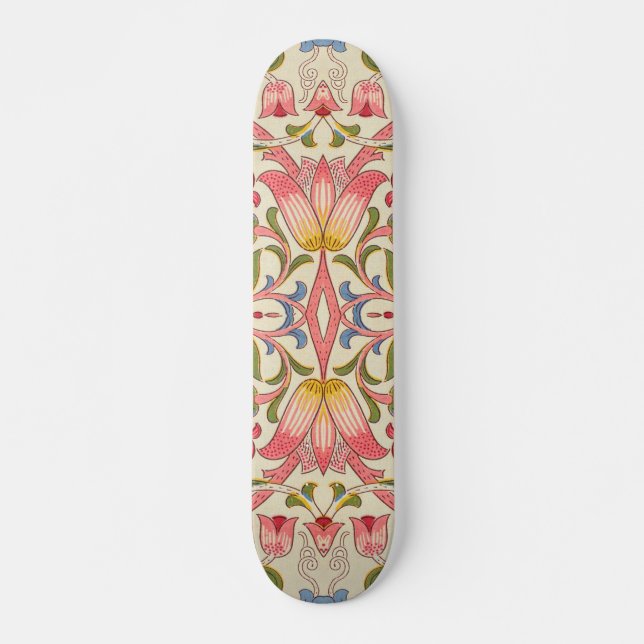 William Morris Lodden Floral Pattern Pastel  Skateboard (Front)