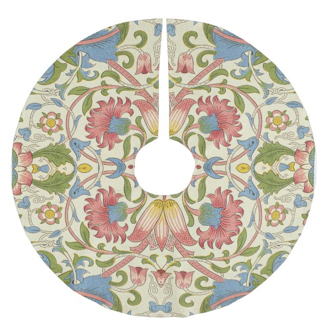 William Morris Loddon Blossom Floral Patterns Brushed Polyester Tree Skirt (Front)