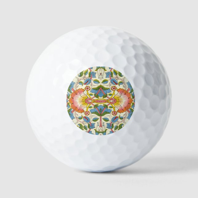 William Morris Loddon Blossom Floral Patterns Golf Balls (Front)