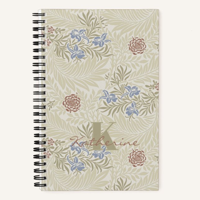 William Morris Lt Blue & Rust Larkspur Pattern Notebook (Front)