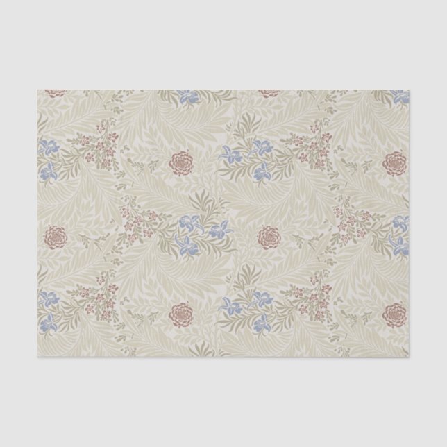 William Morris Lt Blue & Rust Larkspur Pattern Tissue Paper (Front)