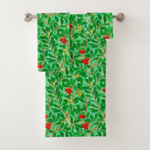 William Morris Lychee Tree Pattern, Light Green Bath Towel Set
