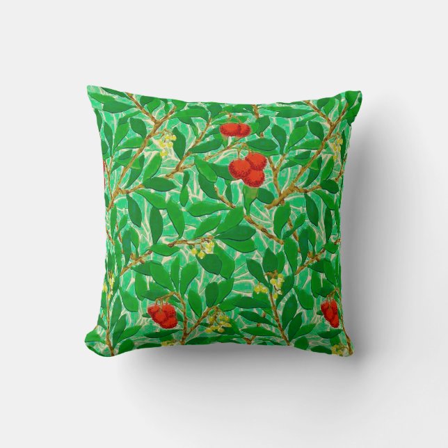 William Morris Lychee Tree Pattern, Light Green Cushion (Front)