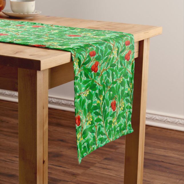 William Morris Lychee Tree Pattern, Light Green Medium Table Runner (In Situ)