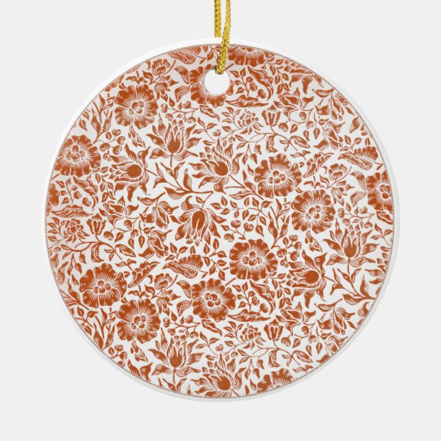 William Morris Mallow Floral Wallpaper Design Ceramic Tree Decoration (Front)