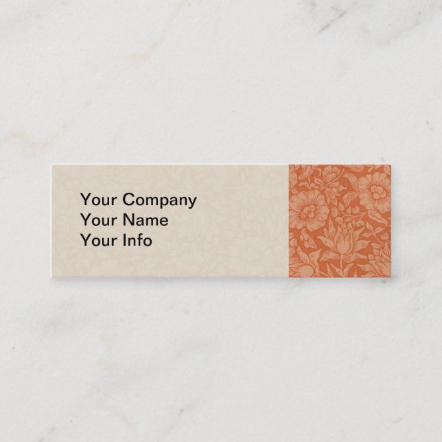 William Morris Mallow Floral Wallpaper Design Mini Business Card (Front)