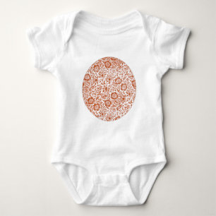 William Morris Mallow Pattern: Terracotta Floral Baby Bodysuit