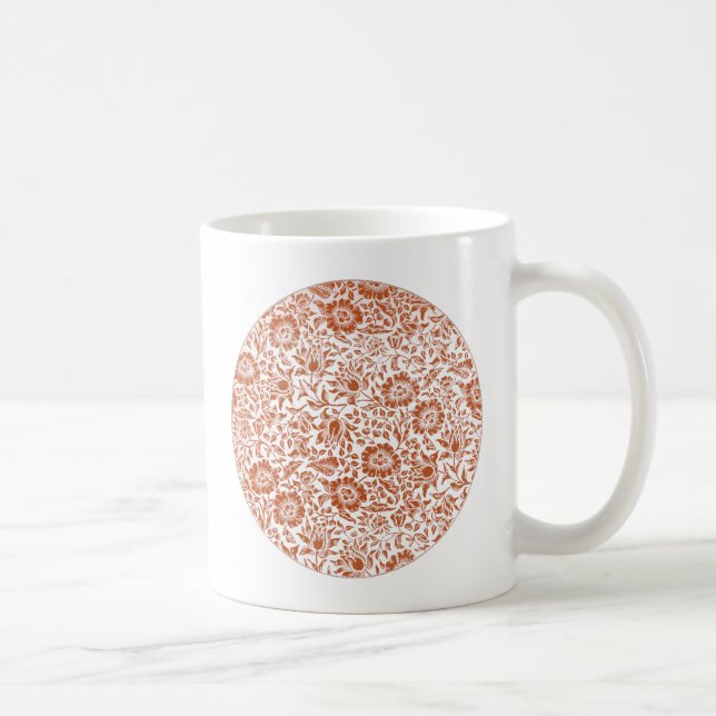 William Morris Mallow Pattern: Terracotta Floral Coffee Mug (Right)