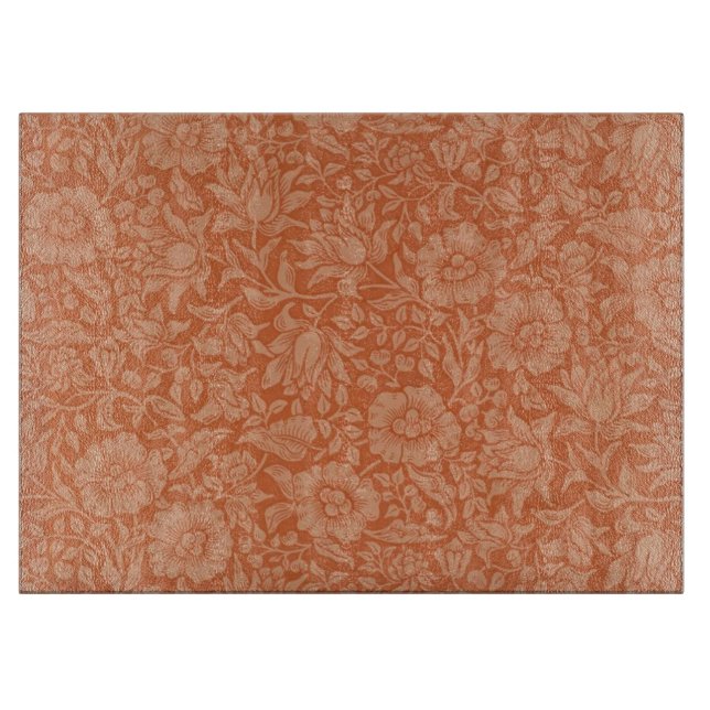 William Morris Mallow Pattern: Terracotta Floral Cutting Board (Front)