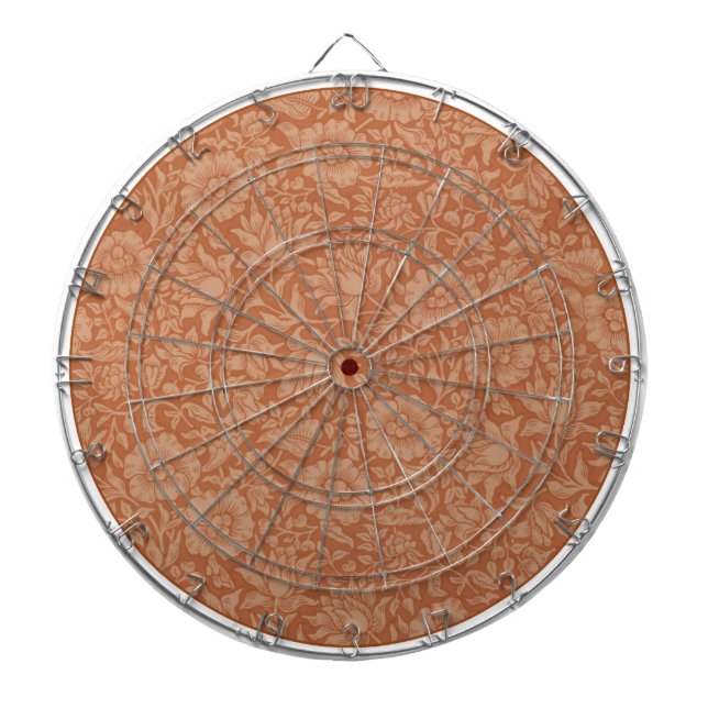 William Morris Mallow Pattern: Terracotta Floral Dartboard (Front)