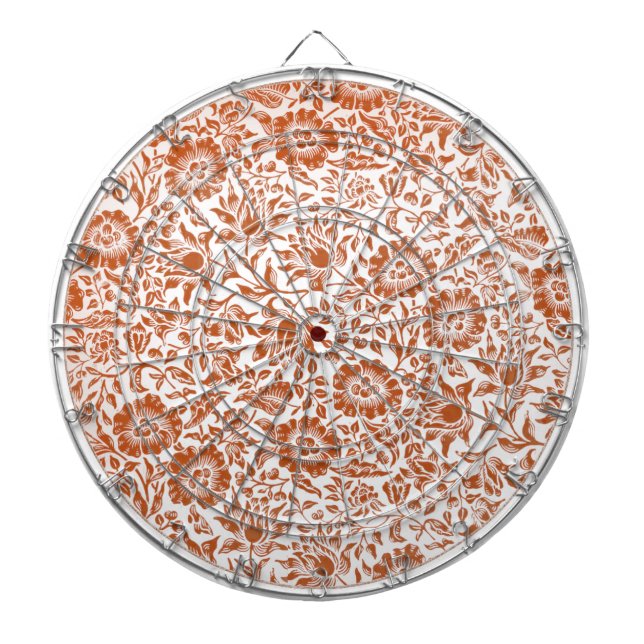 William Morris Mallow Pattern: Terracotta Floral Dartboard (Front)