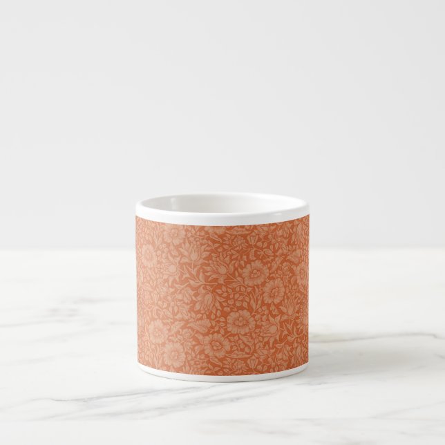William Morris Mallow Pattern: Terracotta Floral Espresso Cup (Front)